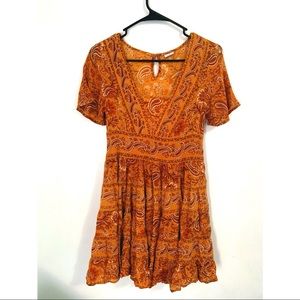 Orange paisley Boho Dress